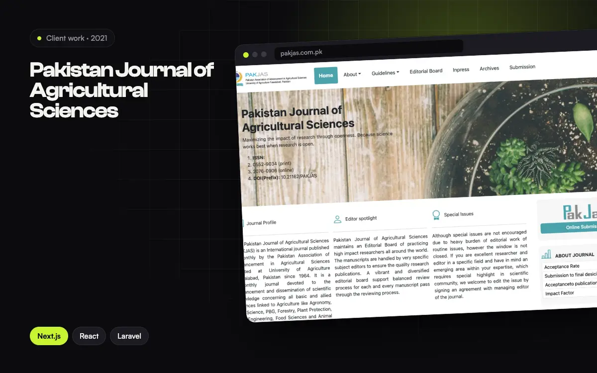 Pakistan Journal of Agricultural Sciences project thumbnail